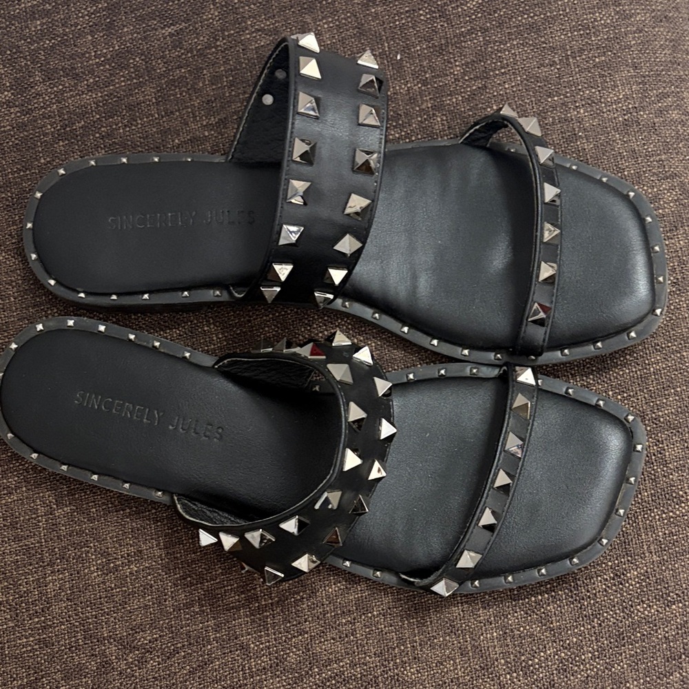 Sincerely Jules Black Studded Sandals